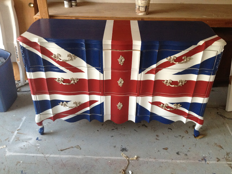 Linde Browning Design Hand Painted Union Jack Dresser