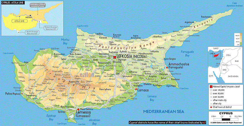 Road Map Of Cyprus Island Road Map Of Cyprus Island