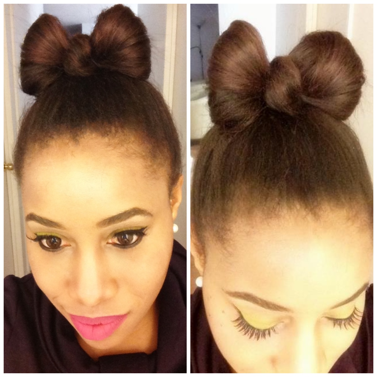 Growing black hair to great lengths Tutorial The bow bun