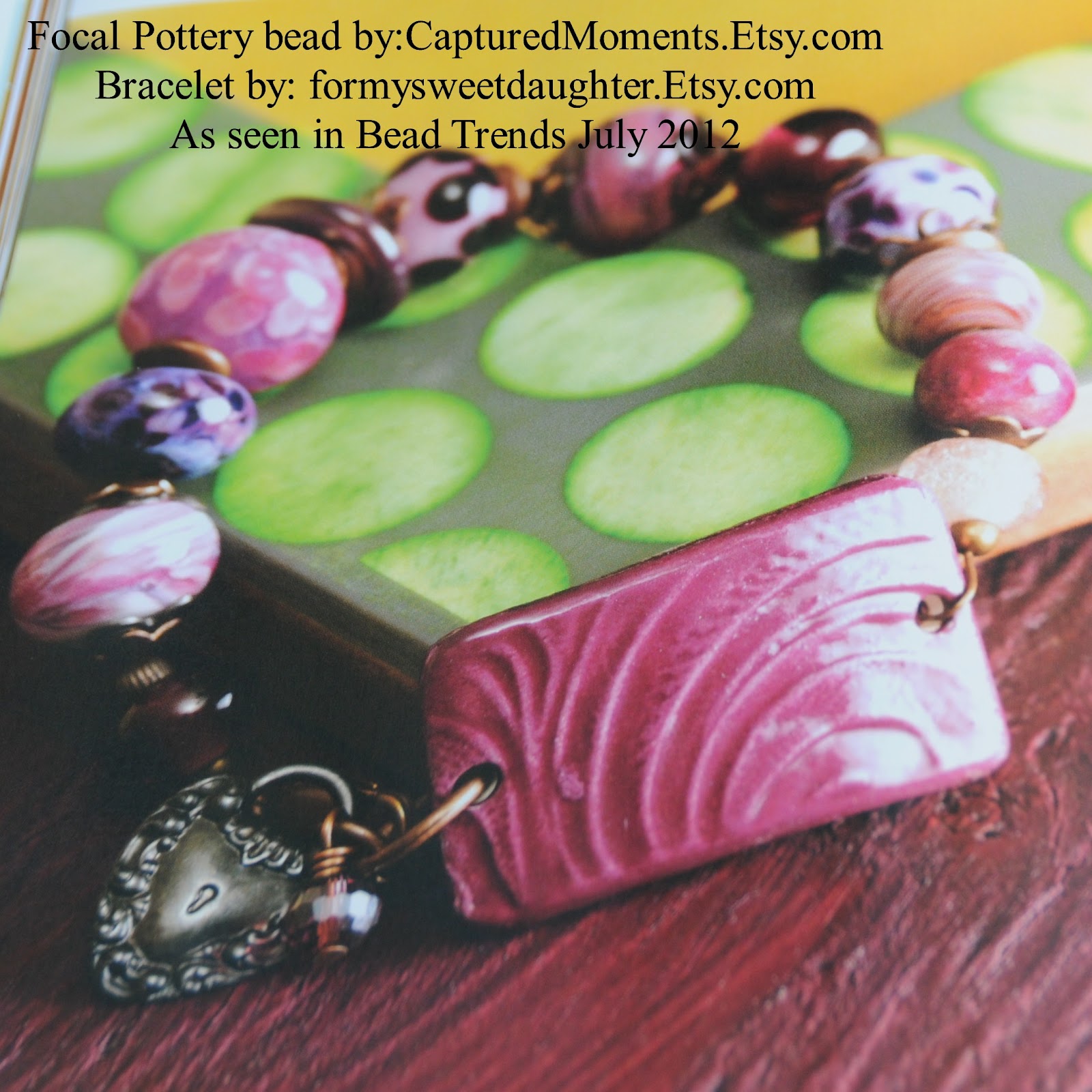 Cindy Kovar Pottery Bead Artist As seen in Bead Trends Magazine