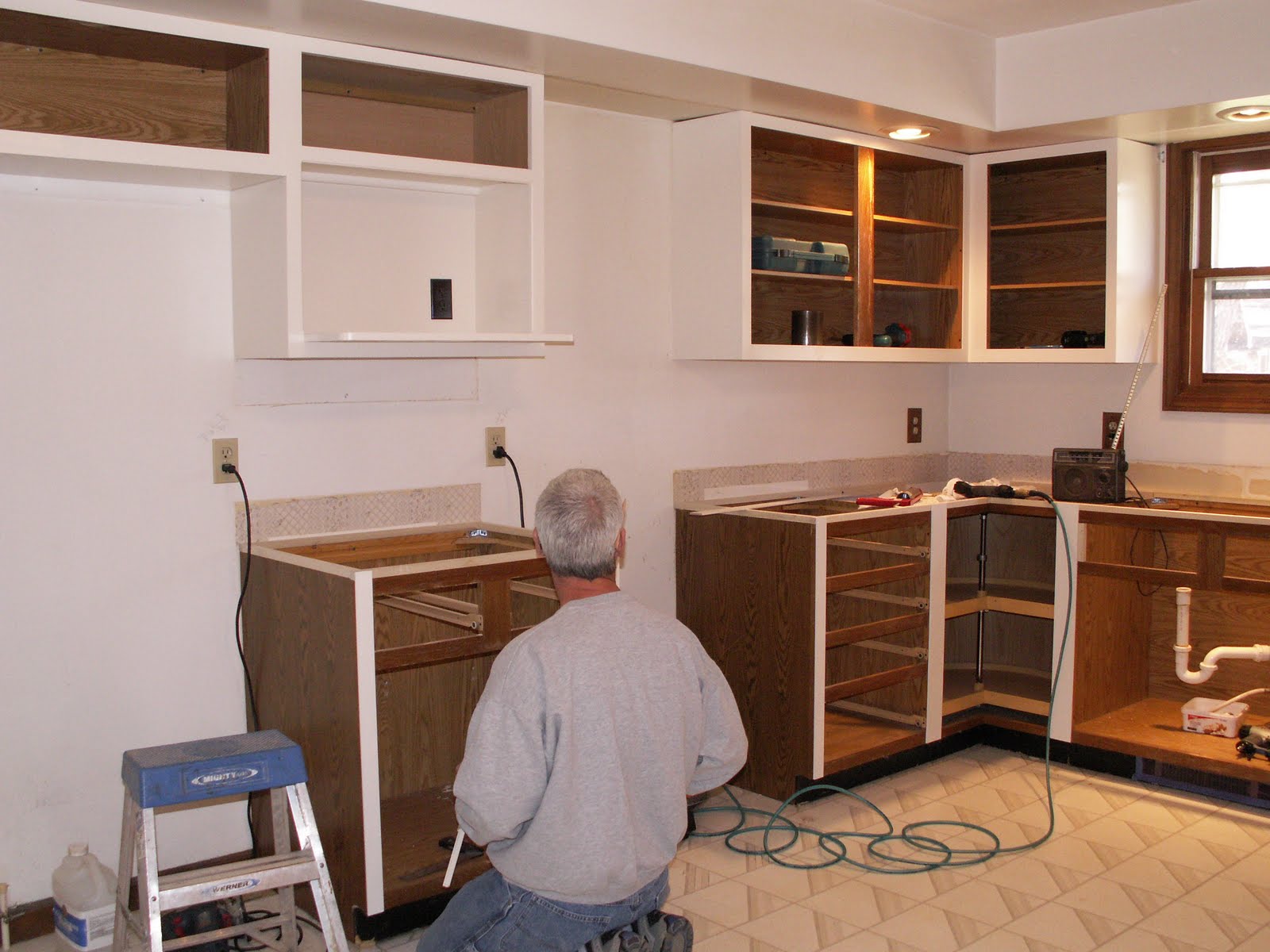 Kitchen base cabinet height microwave cabiinstalled. I gained another eight inches of height