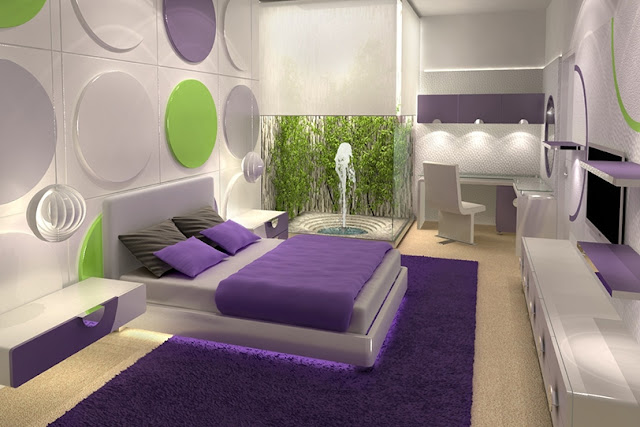 DORMITORIO BLANCO Y MORADO de KARIM CHAMAN dormitorios.blogspot.com