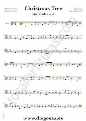 Tubescore Christmas Tree sheet music for Viola Christmas Carol music score