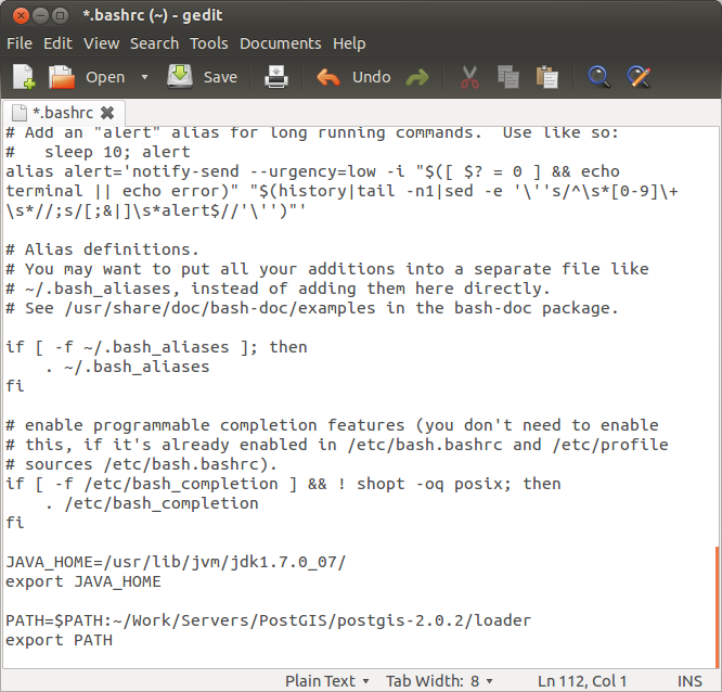 Updating path in bashrc