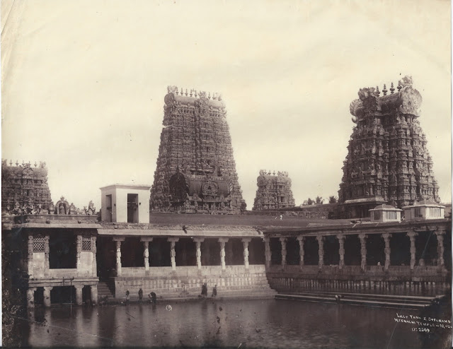 Water+Tank+and+Gopurams+of+Meenakshi+Amman+Temple+-+Madurai+Tamil+Nadu+-+1890's