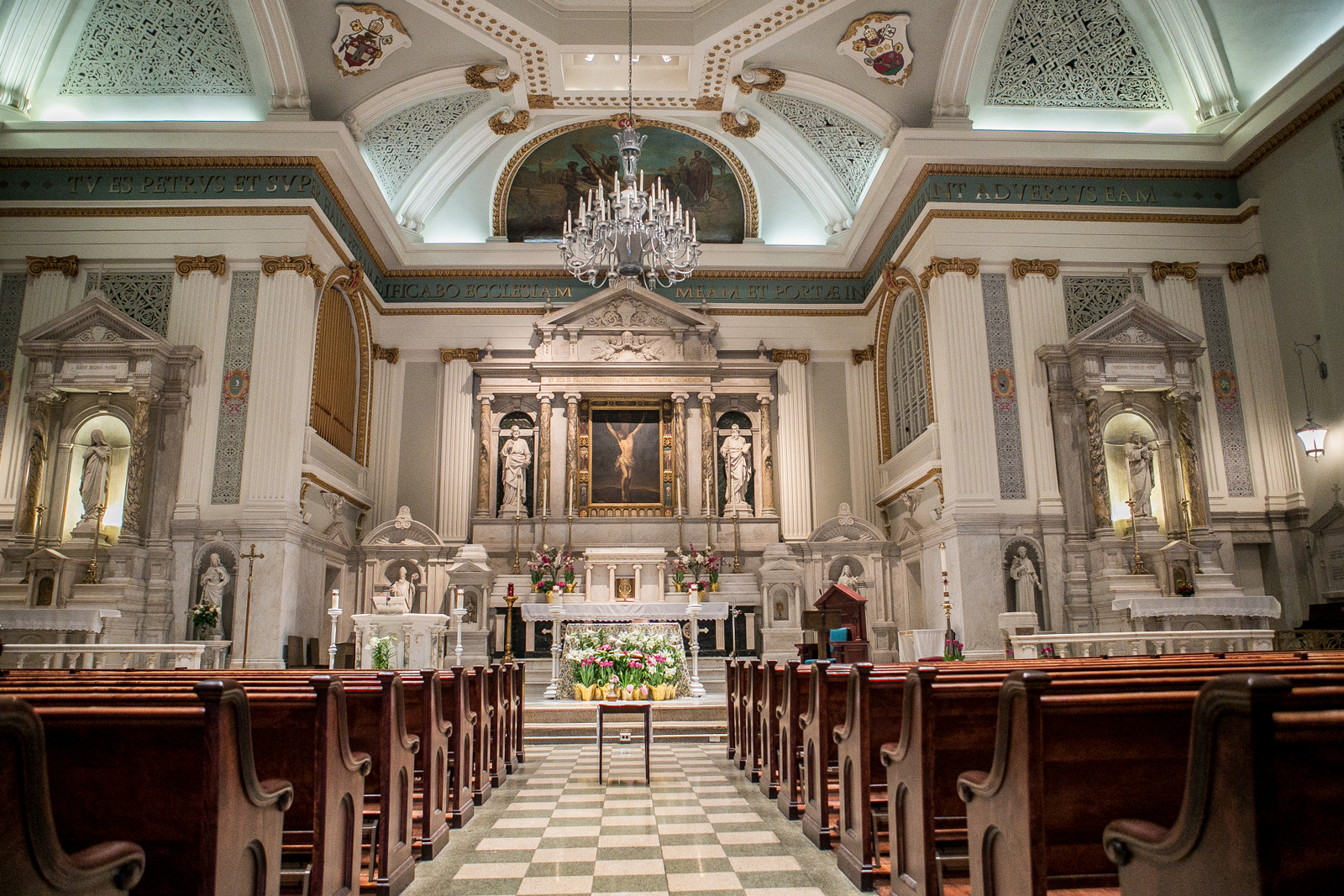 St. Peter Downtown, New York, NY stepping into church, one at a time