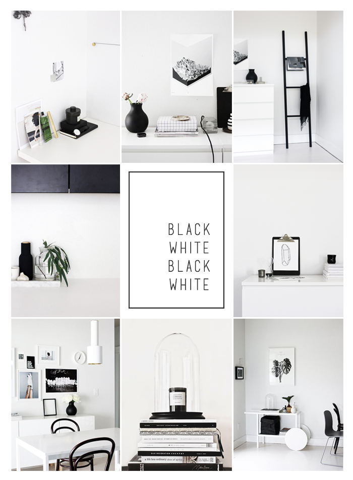 Czarno białe wnętrza Moodboard inspiration interior black and white