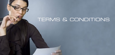 Terms & Conditions Young female executive reads terms and conditions