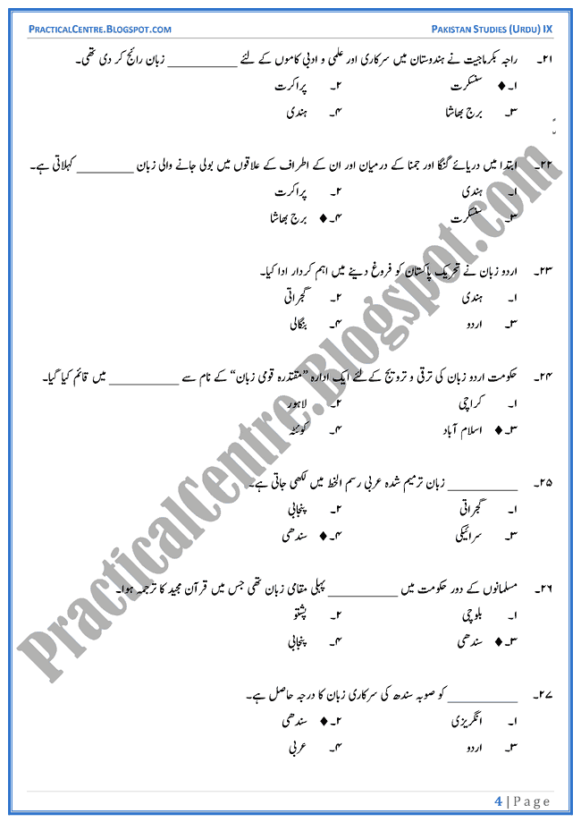 culture-of-pakistan-mcqs-pakistan-studies-urdu-9th