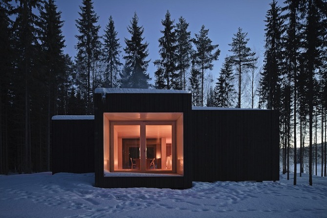 Una cabaña finlandesa en la nieve arquitectura, casas deco & chic