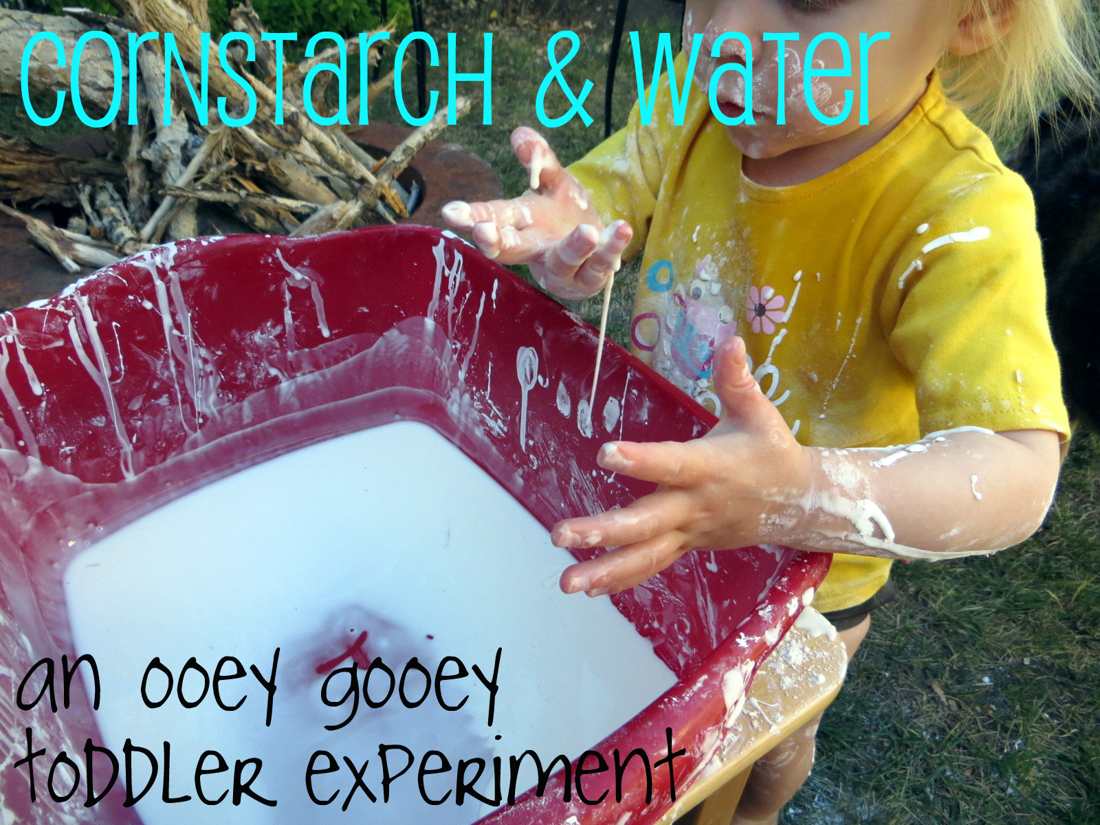 itty bitty love cornstarch & water an ooey gooey toddler experiment