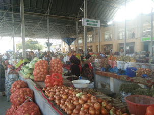 Vegetables section of "Siyob Bazaar" in Samarkand.
