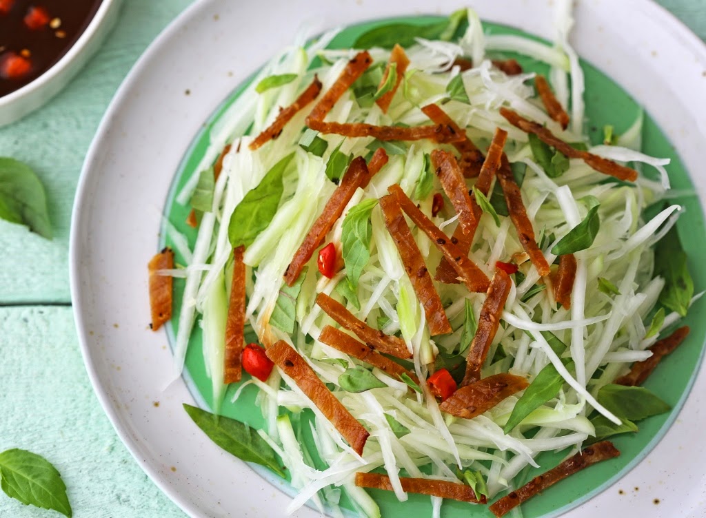 Beyond Sweet and Savory Vietnamese papaya salad with beef jerky