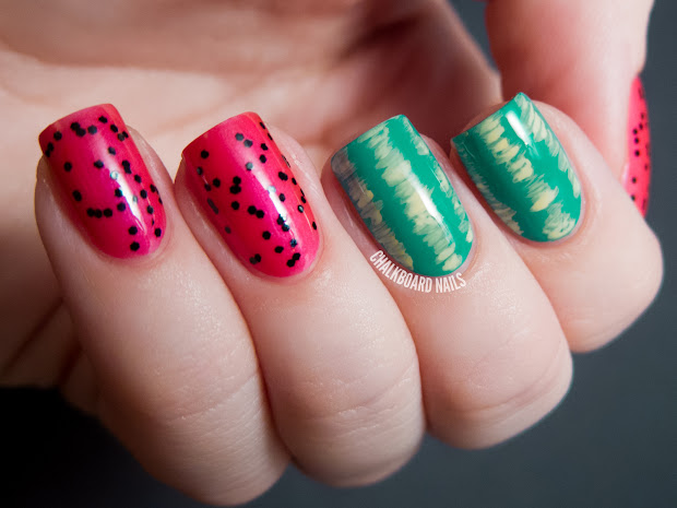 easy watermelon nail art chalkboard