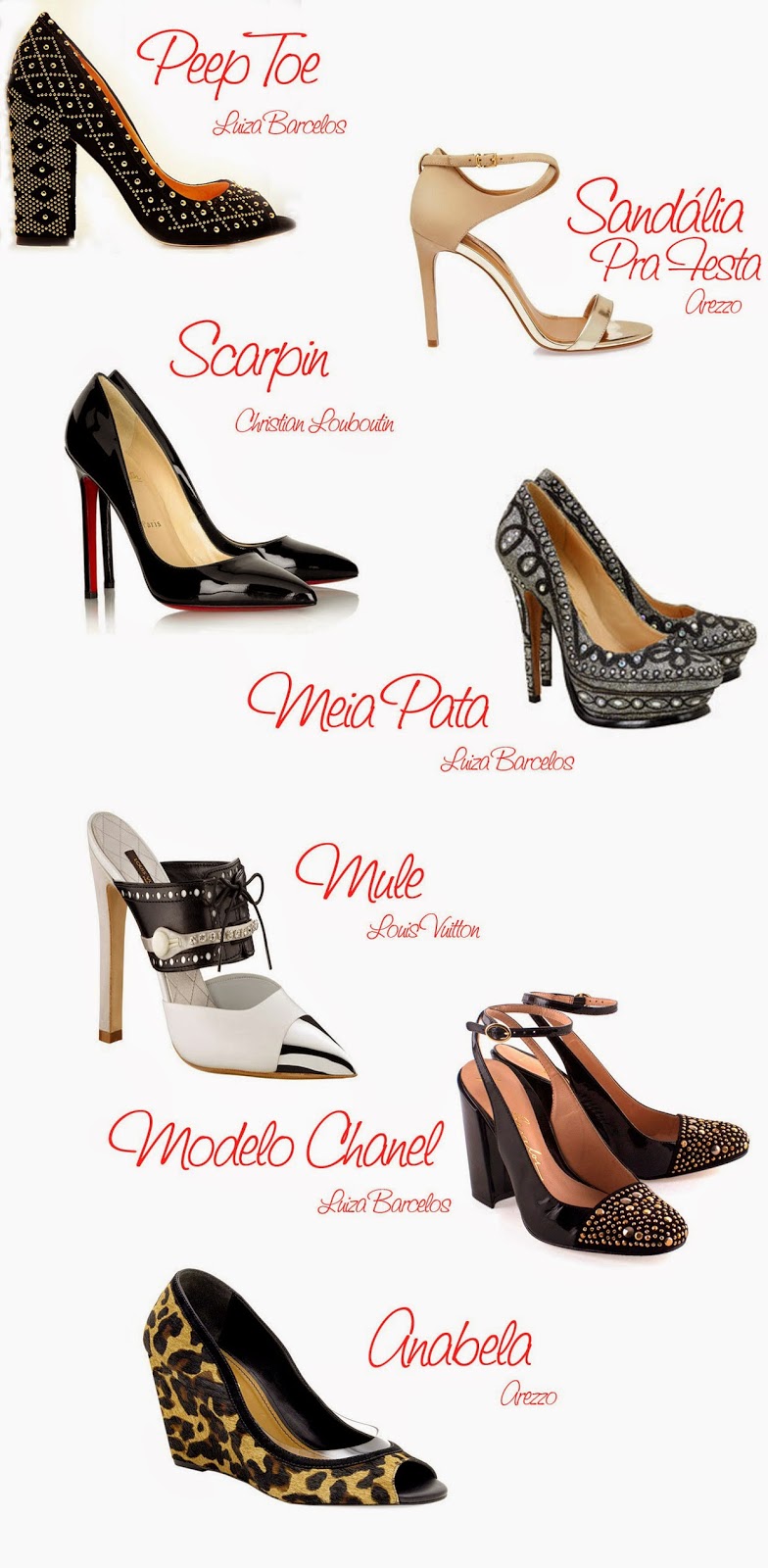 tipos de sapatos femininos fotos