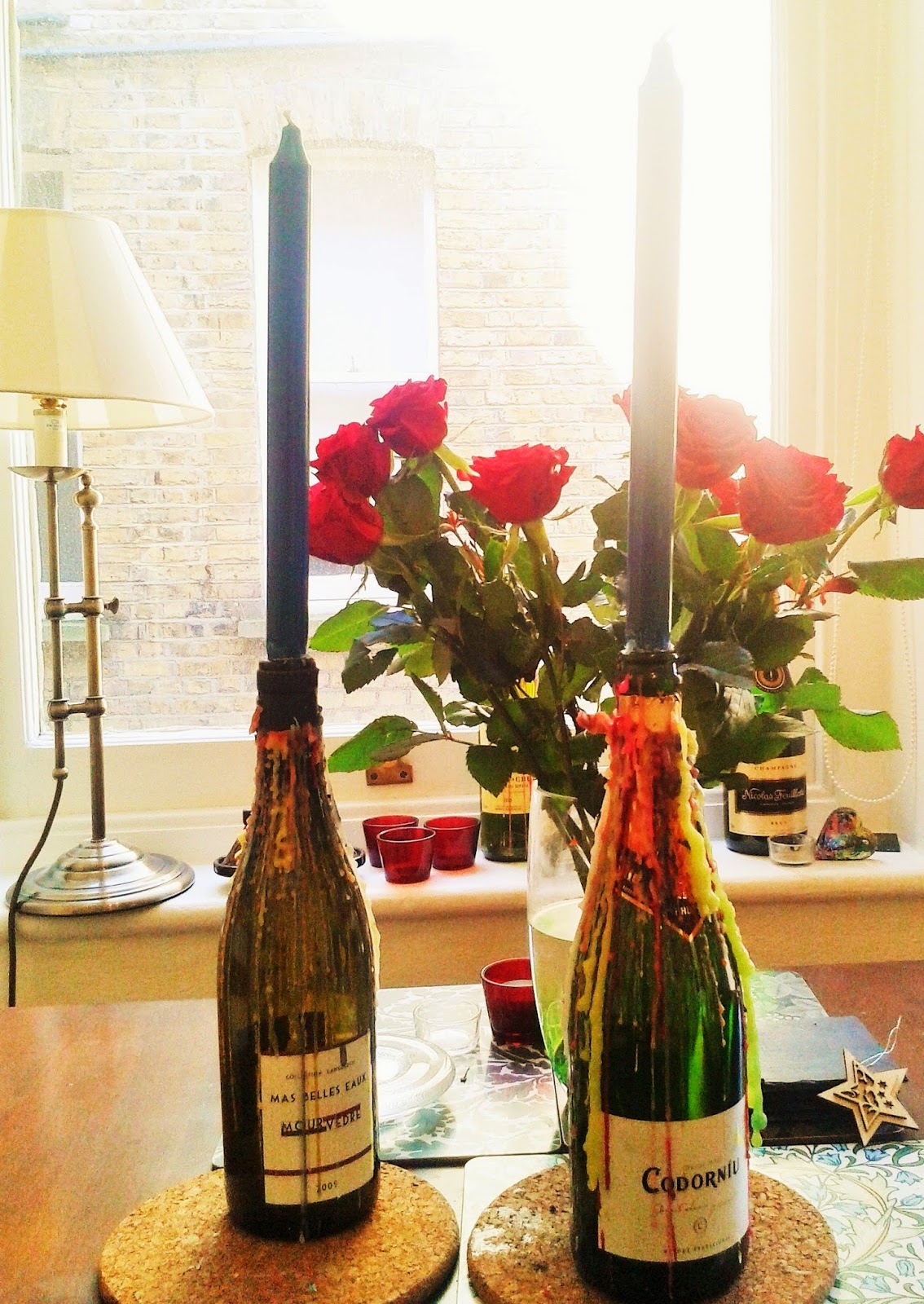 Anna Louise at Home Wine bottle drip candle holders