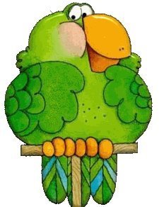 Historias engraçadas de natal, desenho colorido de papagaio em um tronco