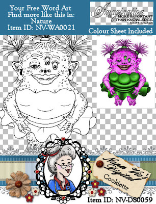 Digital Stamp of a girl montered called Cookiette