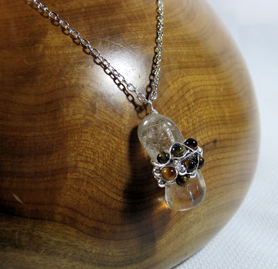Wire Wrapped Rutilated Quartz Pendant Wire wrap undrilled stone