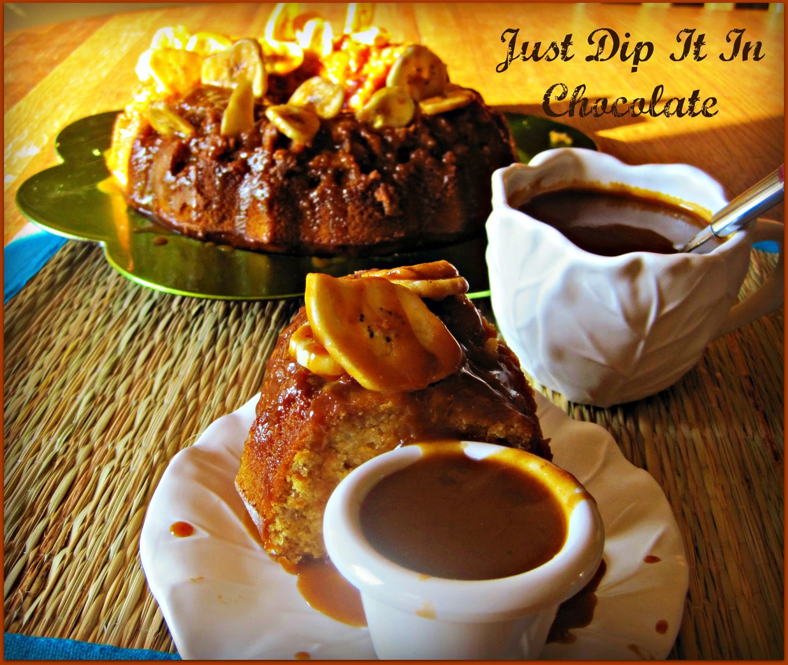 Just Dip It In Chocolate Butterscotch Banana Harvest Cake with Apple