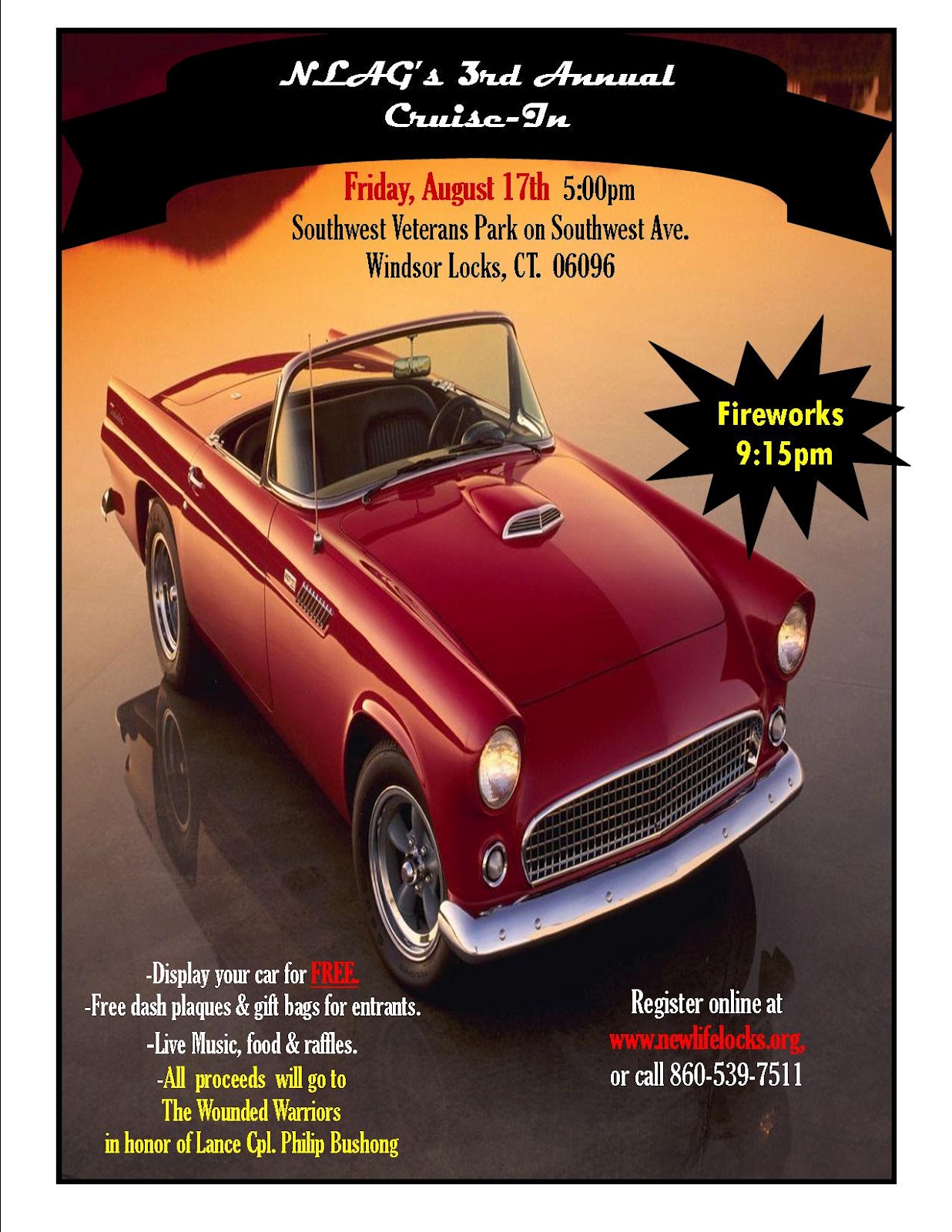 Save Windsor Locks NLAG's Cruise in Car Show Friday August 17th 500pm