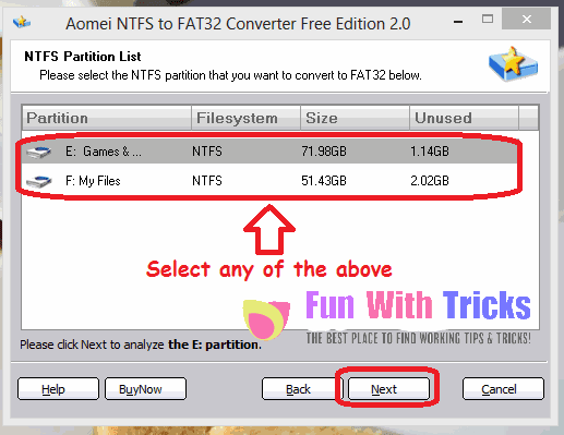 Convert FAT32 to NTFS or NTFS to FAT32 Without Formatting_FunWidTricks.Com