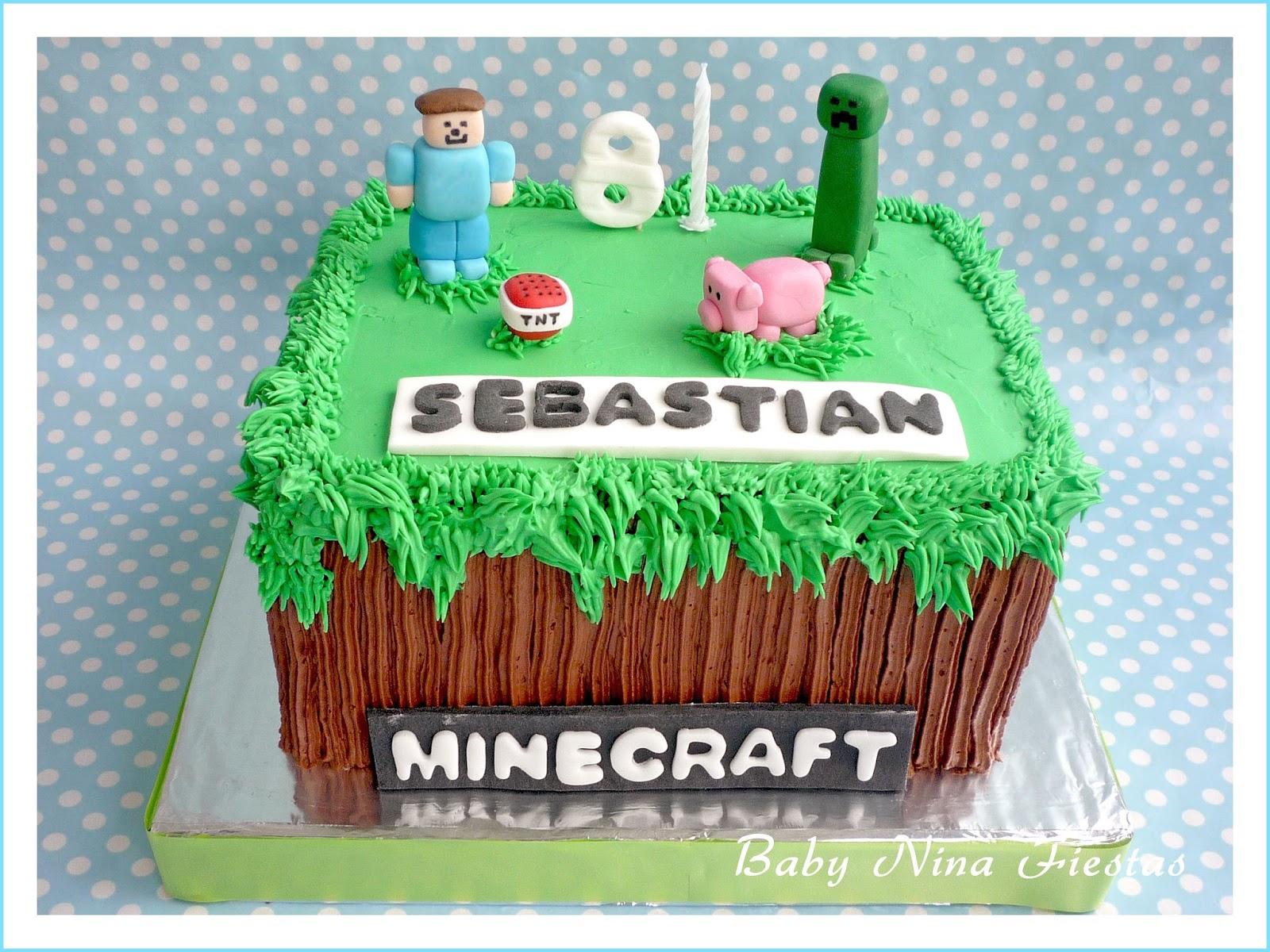 Baby Nina Fiestas Tarta Minecraft para Sebastian