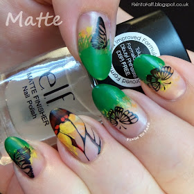 Glasswing Butterfly Nail Art Matte