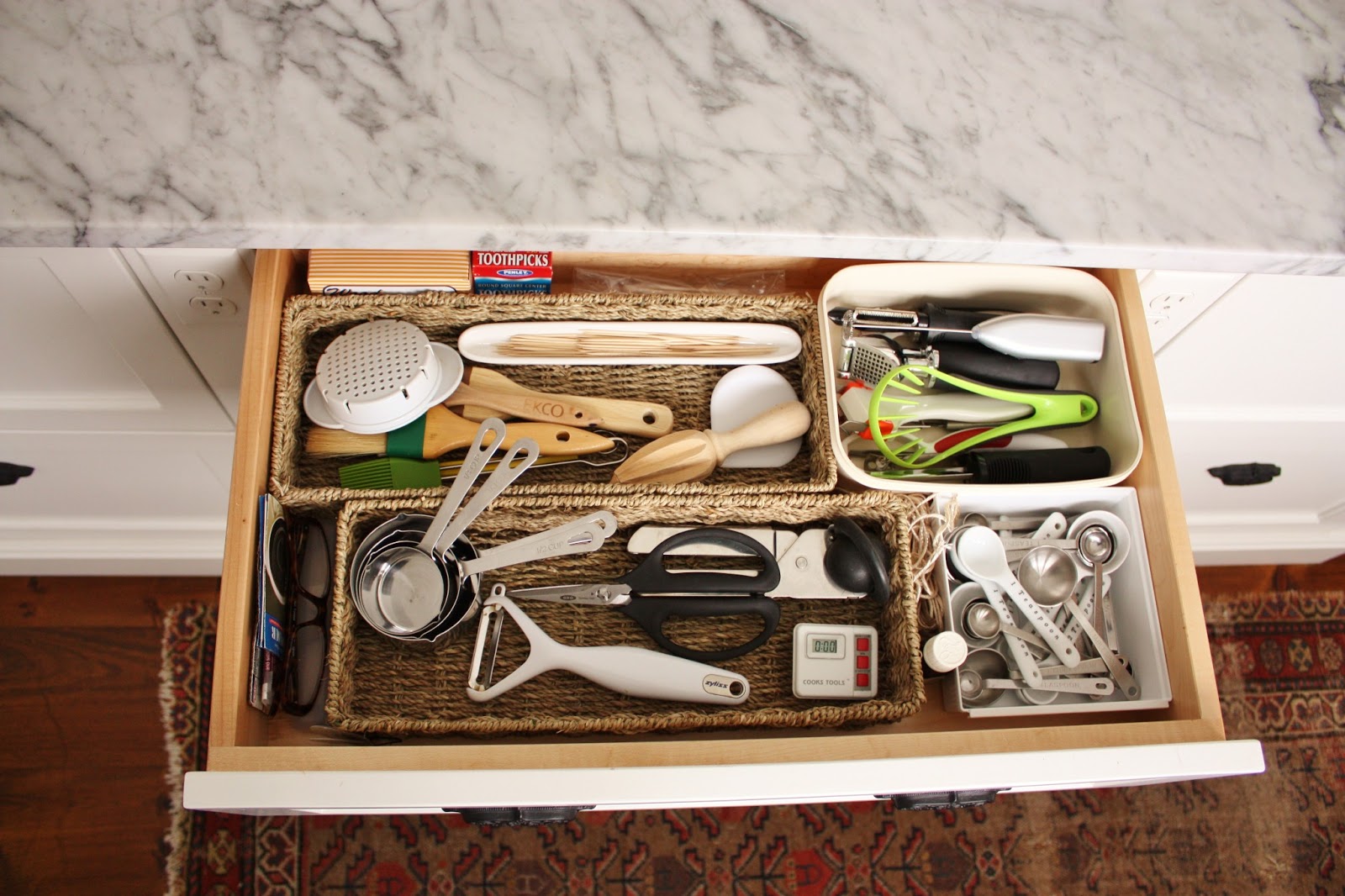 Kitchen cabinet organizer racks herb and spice drawer. The white polymer tieredshelf drawer organizer