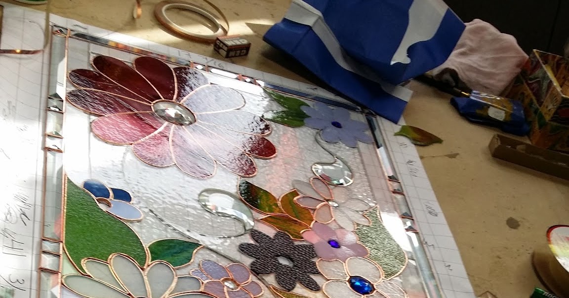 Glassworks Studio Stained Glass Privacy Panel..."Flower Power," almost