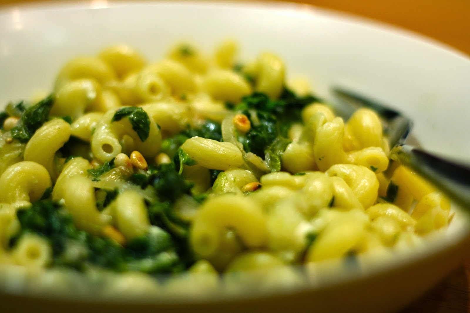 HALF A POT OF CREAM Nigella's Curly Pasta with Feta, Spinach & Pine Nuts