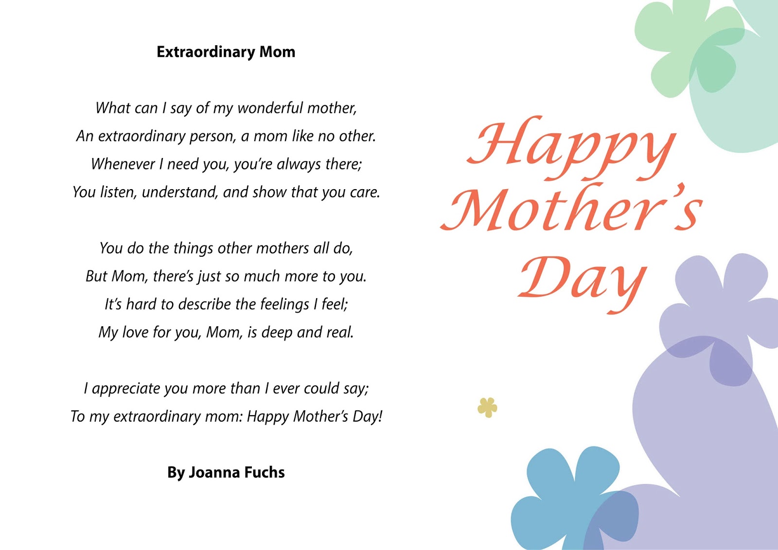 mother's day poems: Mothers Day Poems.