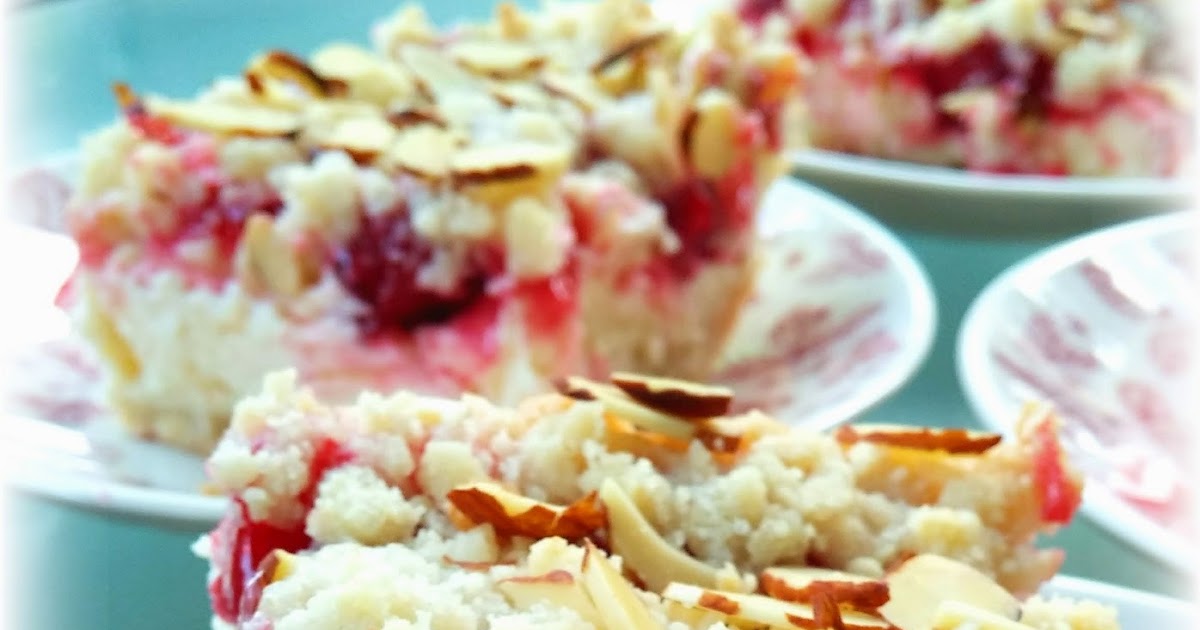 My Frilly Apron Almond Streusel Cherry Cheesecake Bars