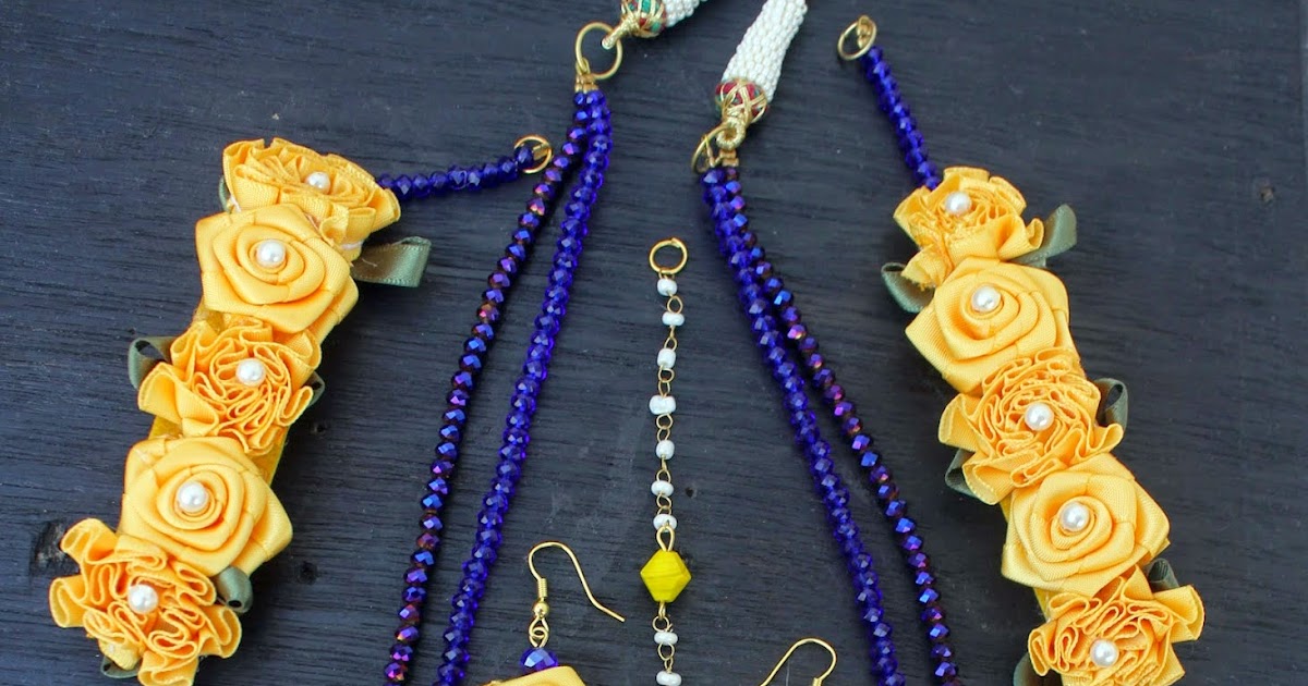 Ribbon flower jewelry for Haldi function