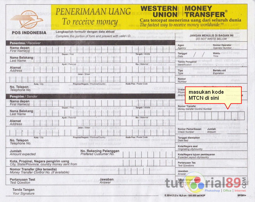 Cara mengambil uang Google AdSense melalui western union Cara mengambil uang Google AdSense melalui western union