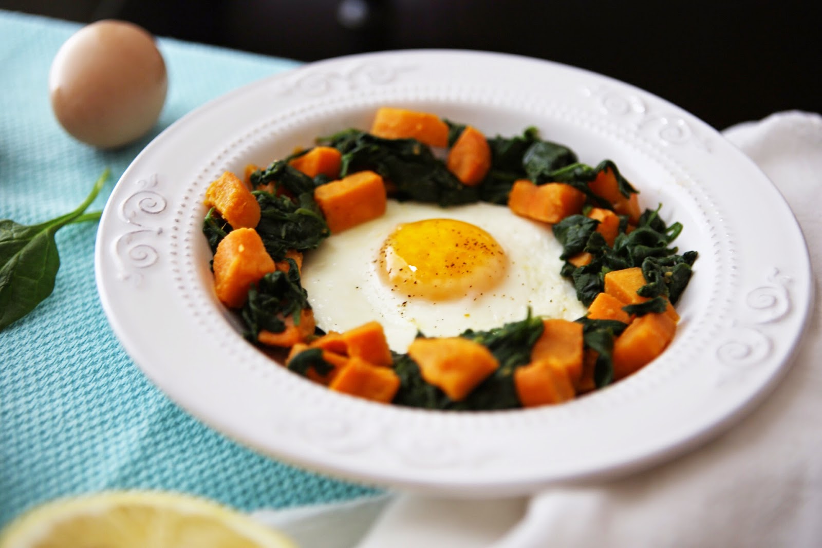 Sealed with a Whisk Sweet Potato + Spinach Hash {Breakfast for Dinner}