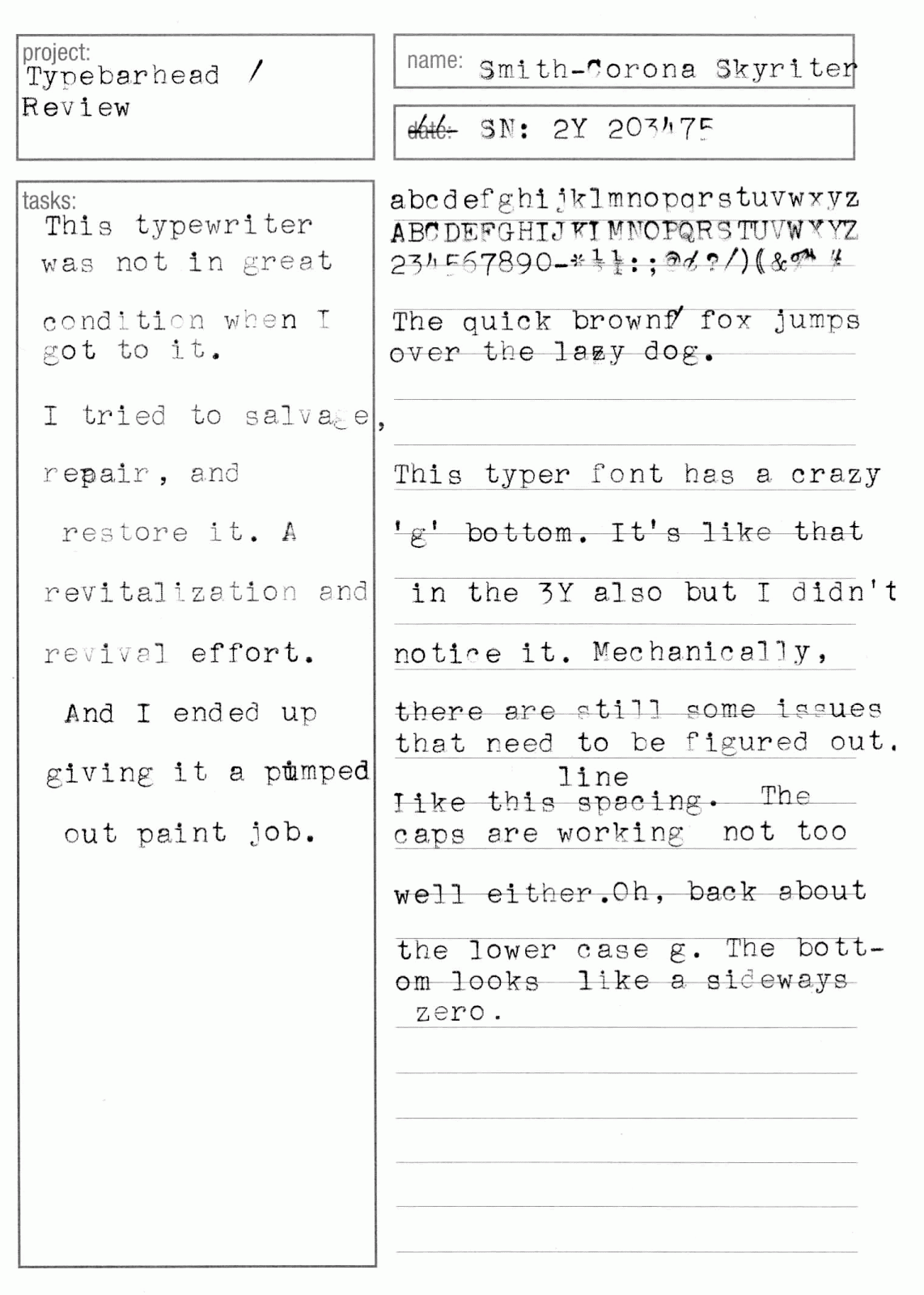 Typebarhead Adventures in typewriter restoration