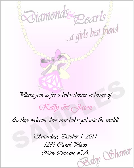 diamonds and pearls baby shower invitations