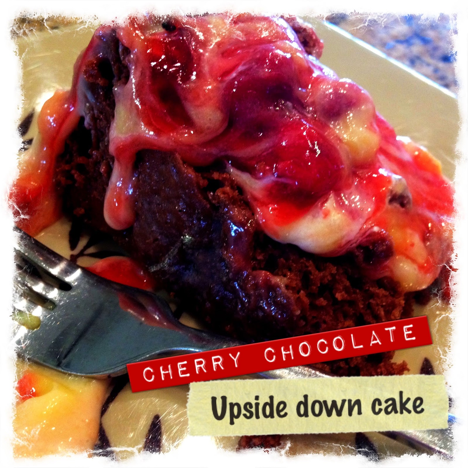 Larcie Bird Cherry Chocolate Upside Down Cake