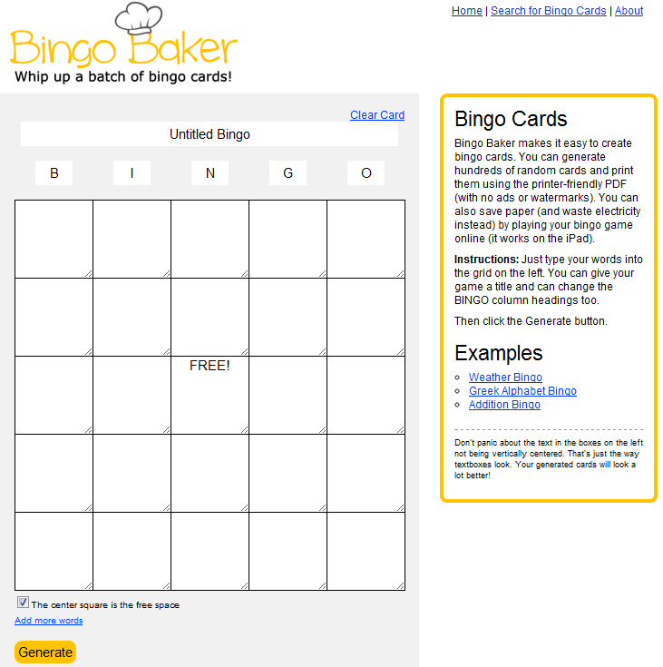 Tech Coach Bingo Baker