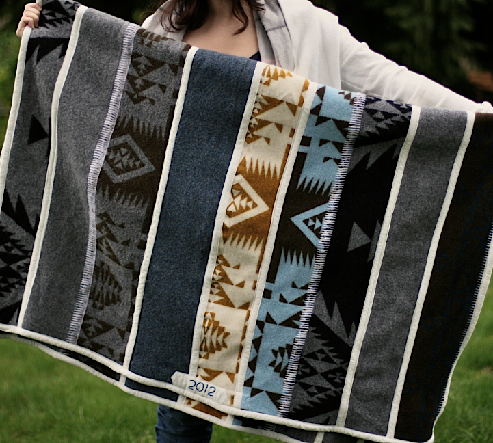 Habit of Art Making a blanket from Pendelton scraps