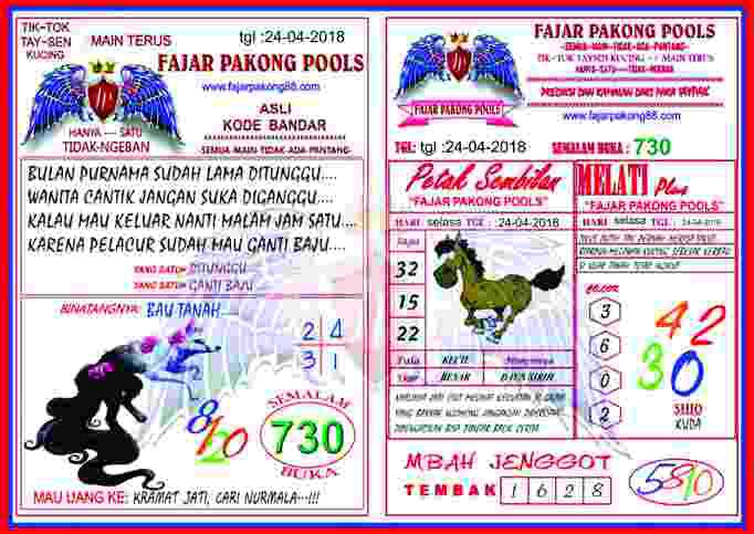 Hasil Pengeluaran Nomor Indonesian Pools Kode Syair Fajar Pakong Pools 25 April 2018