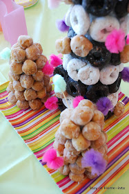 donut hole tower for a princess birthday party