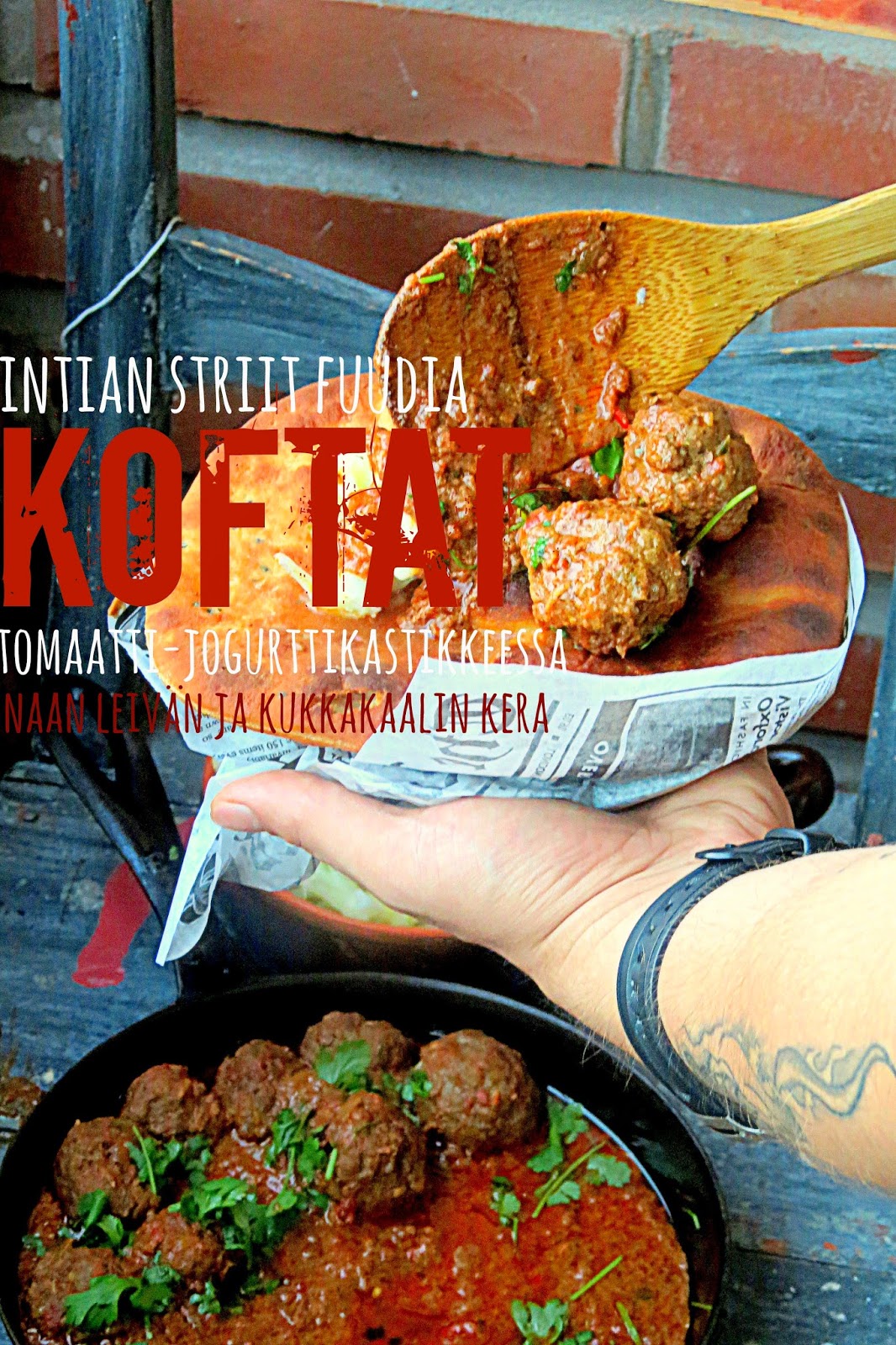 Katuruokaa intiasta: Koftat tomaatti-jogurttikastikkeessa Naan-Leivän & kukkakaalin kera