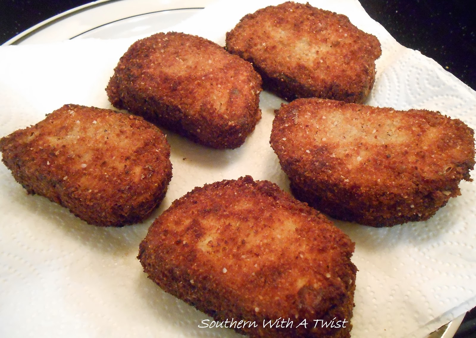 Southern With A Twist Fried Meatloaf and Bacon Wrapped Potatoes