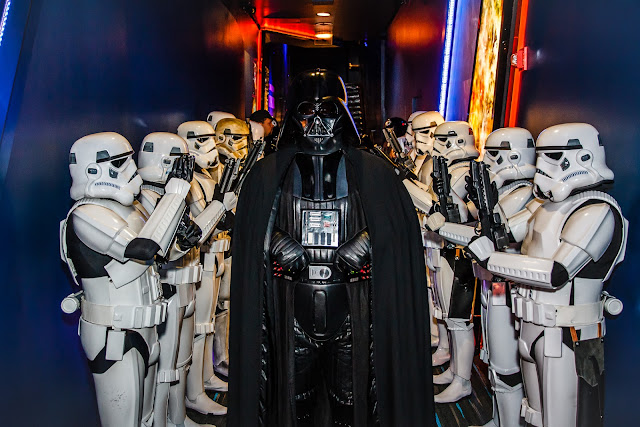 Darth Vader with troopers at attention