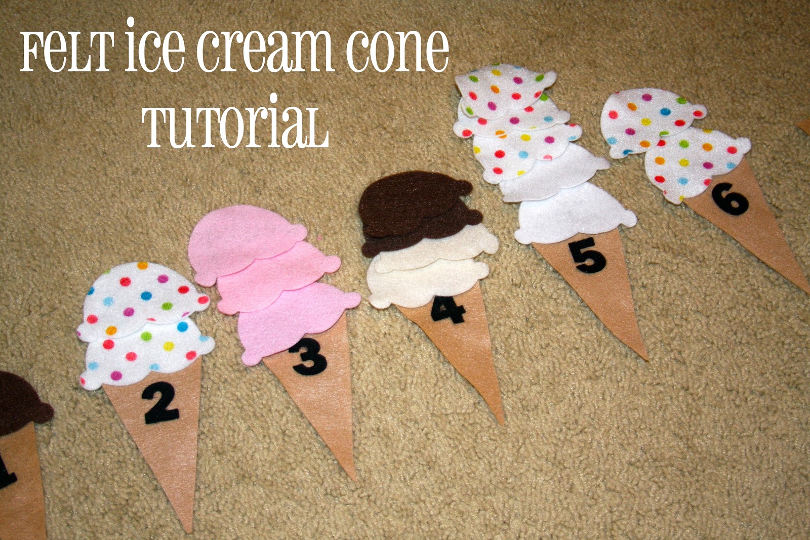 I really should be sleeping.... Felt Ice Cream Cone Counting {Mini