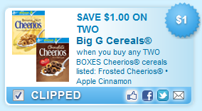 $1.00 off 2 Cheerios cereals