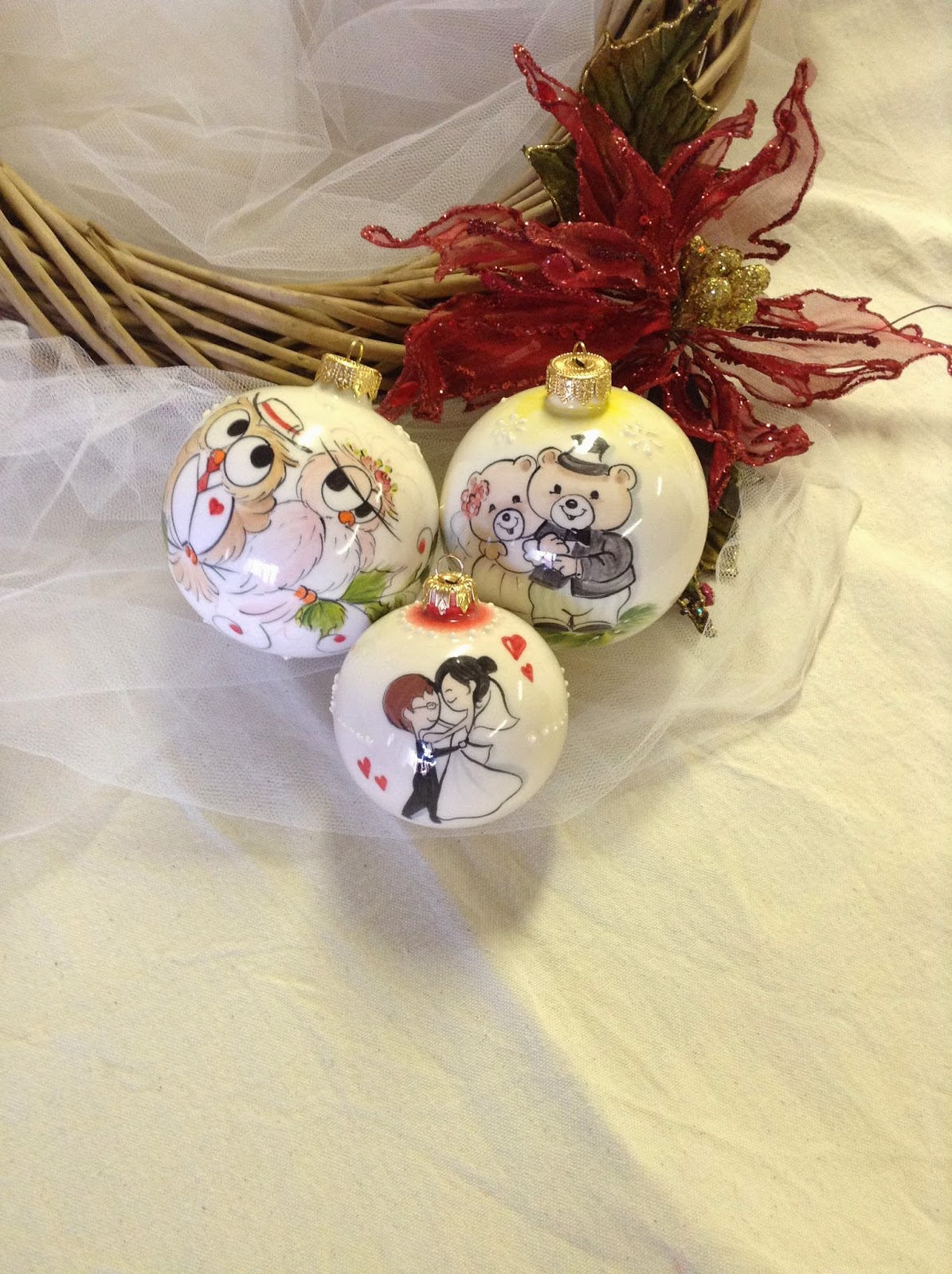 Ceramica Come Mestiere Palle Di Natale Come Originale Bomboniera Per Matrimonio Sposini Gufi Sposi Orsetti Sposi