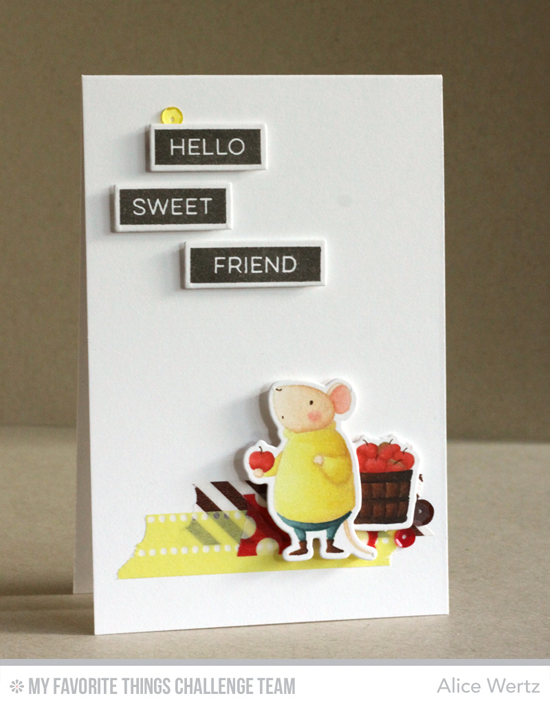 Sweet Friend Card by Alice Wertz featuring the Birdie Brown Harvest Mouse stamp set and Die-namics and the Label Maker Sentiments stamp set and Label Tape Die-namics #mftstamps